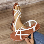 Women’s braided strap summer sandals on white background