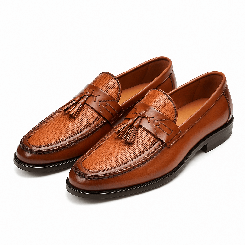 Men’s classic slip-on woven tassel loafers in brown
