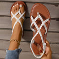 Women’s braided strap summer sandals on white background