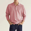 Men’s long sleeve half-buttoned casual polo shirt