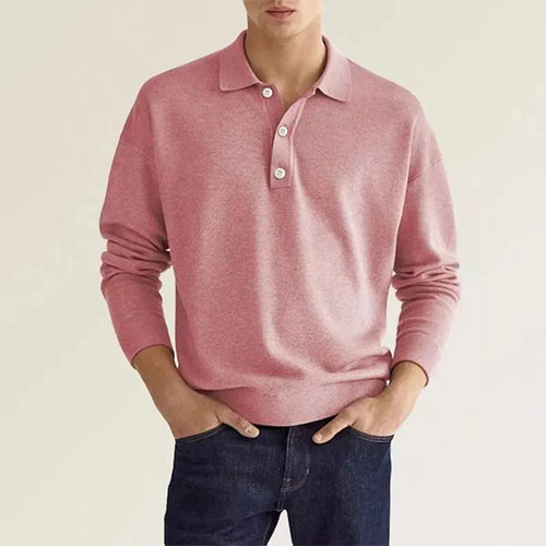 Men’s long sleeve half-buttoned casual polo shirt